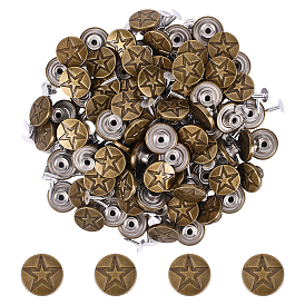 100 Комплект плоских круглых пуговиц из нержавеющей стали в форме звезды для брюк на подтяжках, с винтом