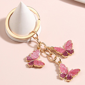 Creative crystal color matching butterfly key chain cute cartoon car key chain bag pendant small gift