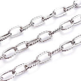 Iron Cable Chains, Unwelded, with Spool, Flat Oval, Antique Silver, 8x5x1.2mm, about 164.04 Feet(50m)/roll
