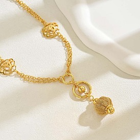 Luxurious Brass Flower Lantern Pendant Necklaces for Bride Wedding Party Gift