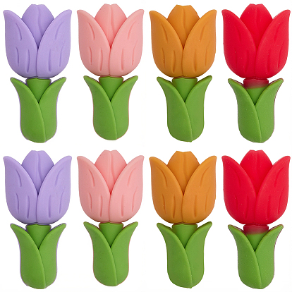 8шт 4 цвета силиконовые бусины в виде цветка