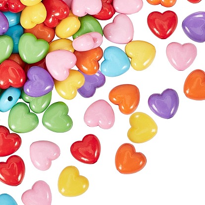 Opaque Acrylic Beads, 3D Heart