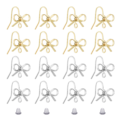 24шт. 2 цветная латунная фурнитура для сережек-гвоздиков, с вертикальными петлями, бантом, с 50 пластиковыми ушными гайками