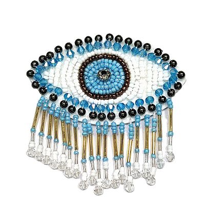 Evil Eye Handicraft Beading Appliques, Sew on Patches, Ornament Accessories