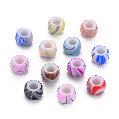 Opaque Acrylic European Beads, Large Hole Beads, Rondelle