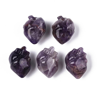 Бусины из натурального аметиста в форме сердца, нет отверстий / незавершенного