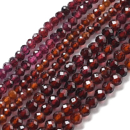 Гранат природный бисер нитей, граненые, круглые