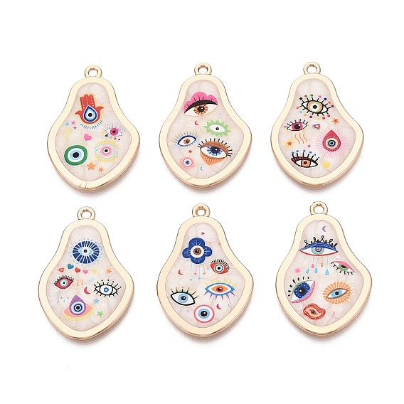 Печатные эмали подвески сплава, груша и оберег от сглаза, стойки покрытие, без кадмия и без свинца и без никеля, золотые