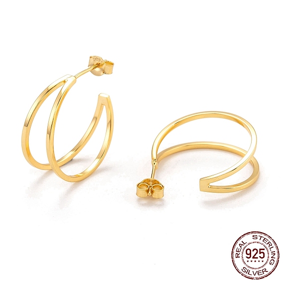 925 Sterling Silver Stud Earrings, Split Earrings, with Ear Nuts