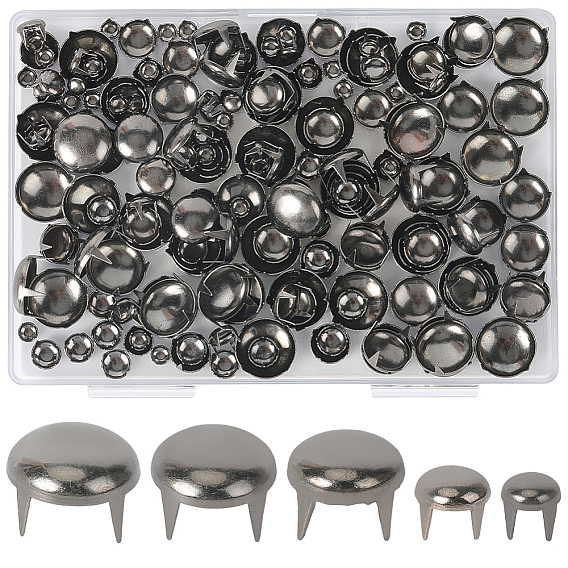 200шт. 5 цвета латунные шпильки заклепки, для поделки из кожи, плоско-круглые