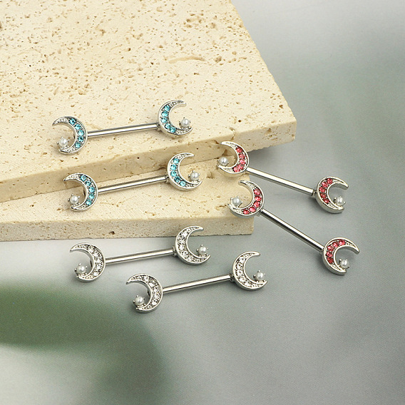 316l хирургические кольца для сосков из нержавеющей стали, с кубического циркония, цвет нержавеющей стали