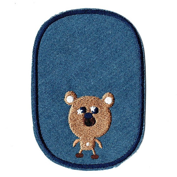 Computerized Embroidery Cloth Iron on/Sew on Patches, Costume Accessories, Oval with Bear