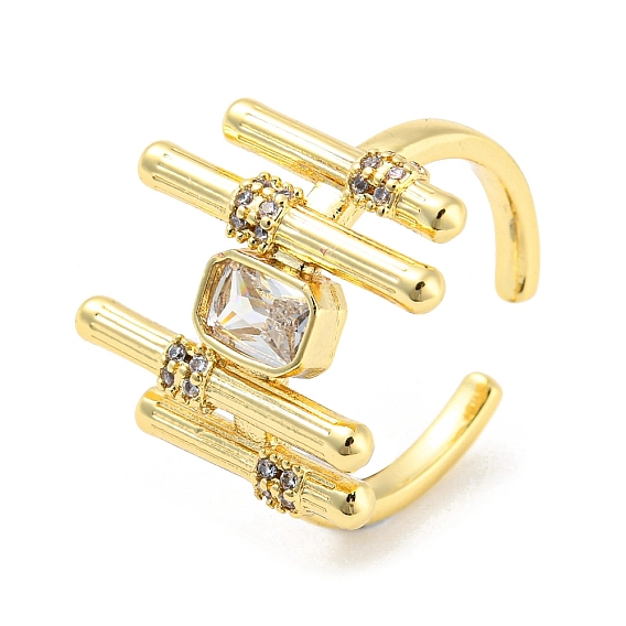 Открытая манжета из латуни с микропаве из кубического циркония, без кадмия и без свинца, форма прямоугольника и бруска