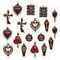 18Pcs 9 Style Halloween Alloy Rhinestone Pendants, with Enamel, for DIY Necklace Bracelet Earring Accessories, Heart with Butterfly & Cross & Mirror