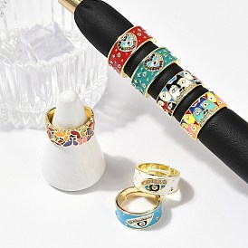 Кольца-манжеты из латуни с микропаве из кубического циркония и эмалью для женщин, без кадмия, без никеля и без свинца, реальный 18 k позолоченный