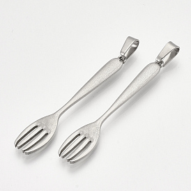 304 Stainless Steel Big Pendants, Fork Shape