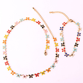 Colorful Butterfly Necklace Bracelet Set for Women, Fashionable and Versatile Jewelry