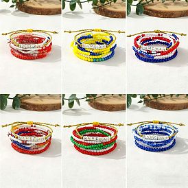 10шт. браслеты из стеклянного бисера и эластичного стекла, Регулируемые акриловые браслеты с бусинами для женщин, подходящие для игрового дня.