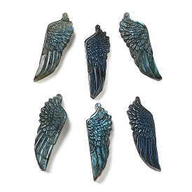 Natural Labradorite Carved Cabochons, Angel Wing