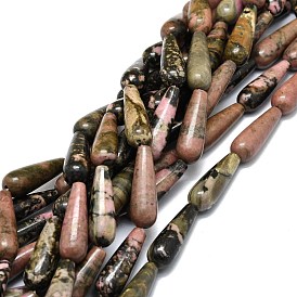 Природные родонит бисер нитей, капля воды