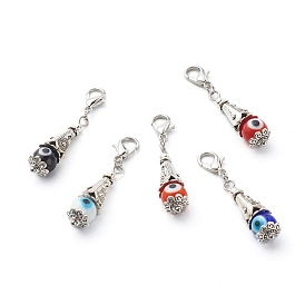 304 Stainless Steel Pendants, with Lobster Claw Clasp and Alloy Bead Cap