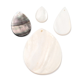 Natural Freshwater/Black/Cotton Shell Pendants, Oval Charms