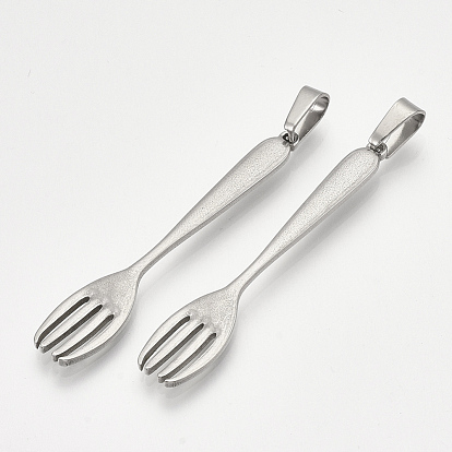 304 Stainless Steel Big Pendants, Fork Shape