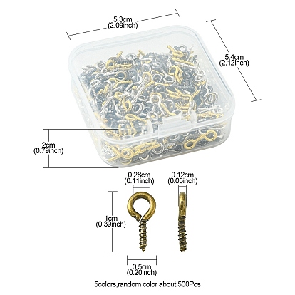 500Pcs Iron Screw Eye Pin Peg Bails, For Half Drilled Beads