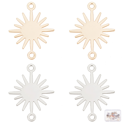 40шт 2 цвета латунные соединительные подвески, долговечный, солнце