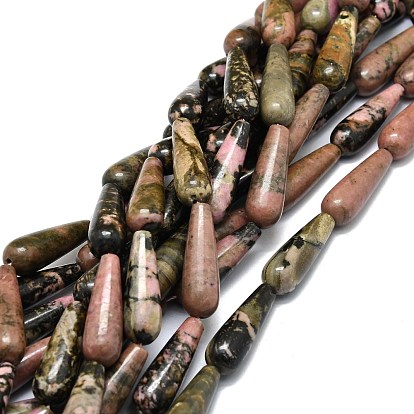 Природные родонит бисер нитей, капля воды