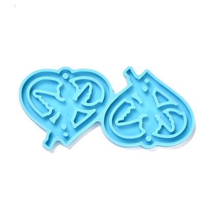 Moules en silicone pendentif bricolage thème saint valentin, pour confection de boucles d'oreilles, moules de résine, pour la résine UV, fabrication de bijoux en résine époxy, coeur avec l'ange