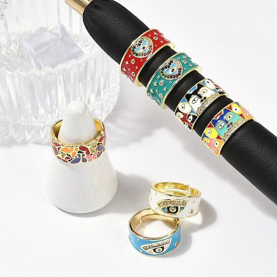 Кольца-манжеты из латуни с микропаве из кубического циркония и эмалью для женщин, без кадмия, без никеля и без свинца, реальный 18 k позолоченный