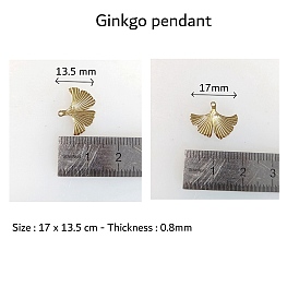 Pendentifs en acier inoxydable à placage ionique (ip), feuille de ginkgo
