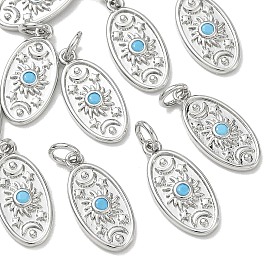 Colgantes de latón con microengaste de circonitas cúbicas de Shegrace, óvalo con dijes de sol, luna y estrella, sin cadmio, plomo, níquel