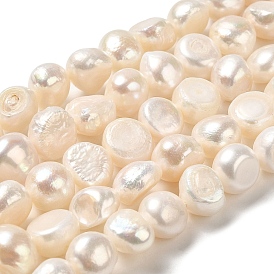 Hilos de perlas de agua dulce cultivadas naturales, dos lados pulidos, grado 3 un