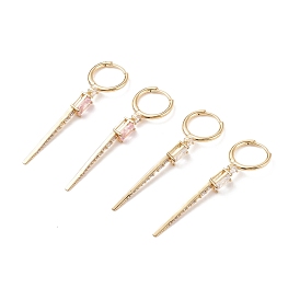 Cubic Zirconia Spike Horn Dangle Hoop Earrings, Real 18K Gold Plated Brass Jewelry for Women, Cadmium Free & Lead Free