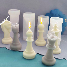 Embossed Pillar DIY Candle Silicone Molds, for Candle Making, Food Grade Silicone, Chess