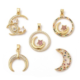 Латунные микро проложить кубического циркония подвески, двойные рога / полумесяц