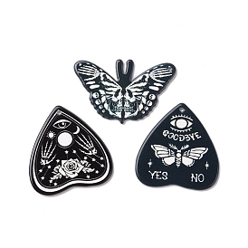 Halloween Printed  Acrylic Pendants, Heart/Butterfly Charms