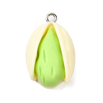 Непрозрачные подвески смолы, фисташковый, с железной платиной петлей