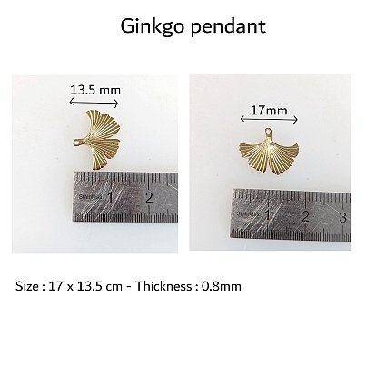 Pendentifs en acier inoxydable à placage ionique (ip), feuille de ginkgo