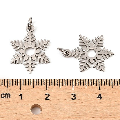 Christmas 304 Stainless Steel Pendants, with Jump Ring, Snowflake Charm
