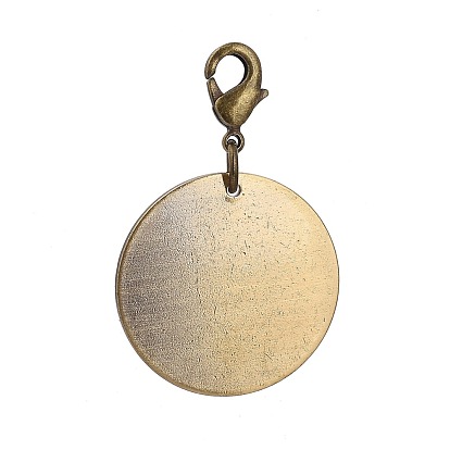 Pendentifs en laiton, estampillage d'une étiquette vierge, avec fermoir pince de homard, plat rond