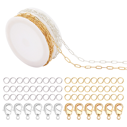 DIY Jewelry Making Kits, Including Brass Paperclip Chains & Lobster Claw Clasps & Jump Rings and Polypropylene Empty Spools