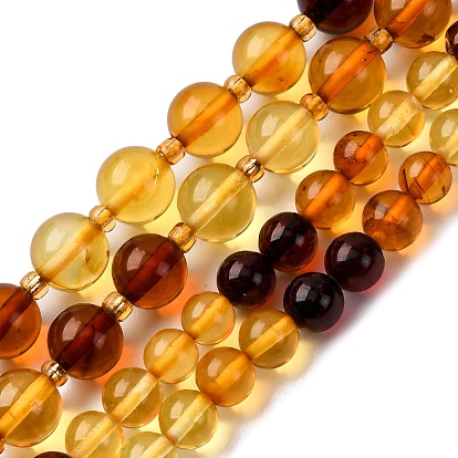 Нити бусин из натурального янтаря градиентного цвета, круглые