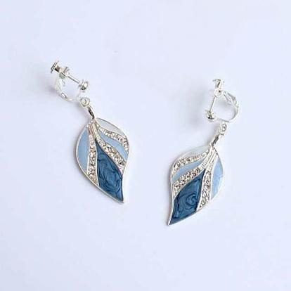 Клипсы из эмали и сплава, с кристально горный хрусталь, лист