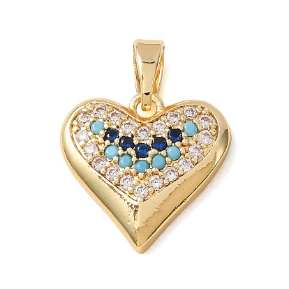 Brass Rhinestone Pendants, Heart Charms