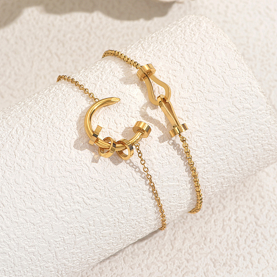 Стильные браслеты из нержавеющей стали с пряжкой в форме подковы, браслеты-цепочки для женщин