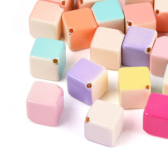 Непрозрачные акриловые бусины, кубические