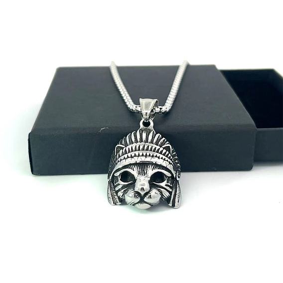 Мужские ожерелья из нержавеющей стали с подвеской в форме кошки в стиле хип-хоп